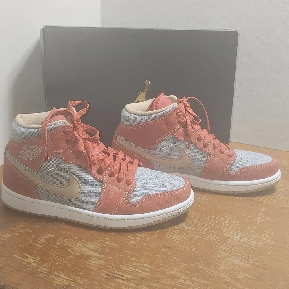 Air Jordan High-Top Sneakers in Red and Gray